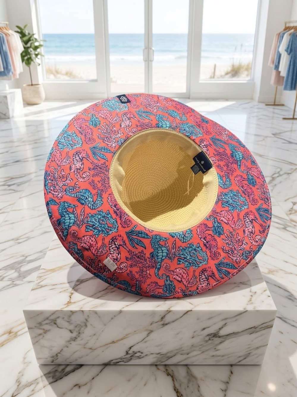 NWOT Simply Southern Coral Floral Straw Sun Hat